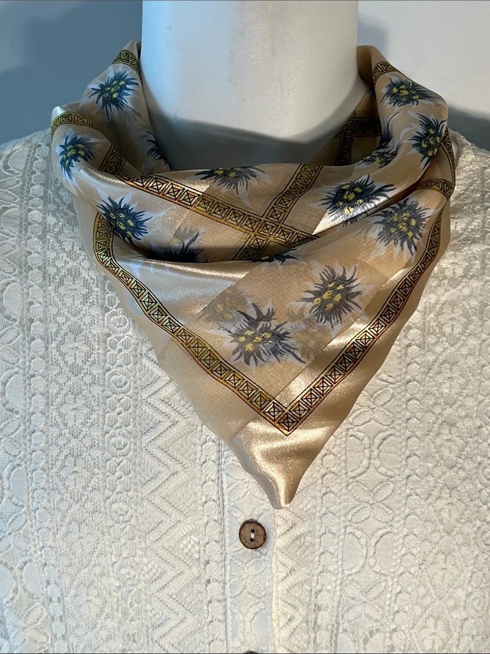 Silky Scarf Antique Silver Heart Pendant Necklace Cottage Western Boho Coquette
